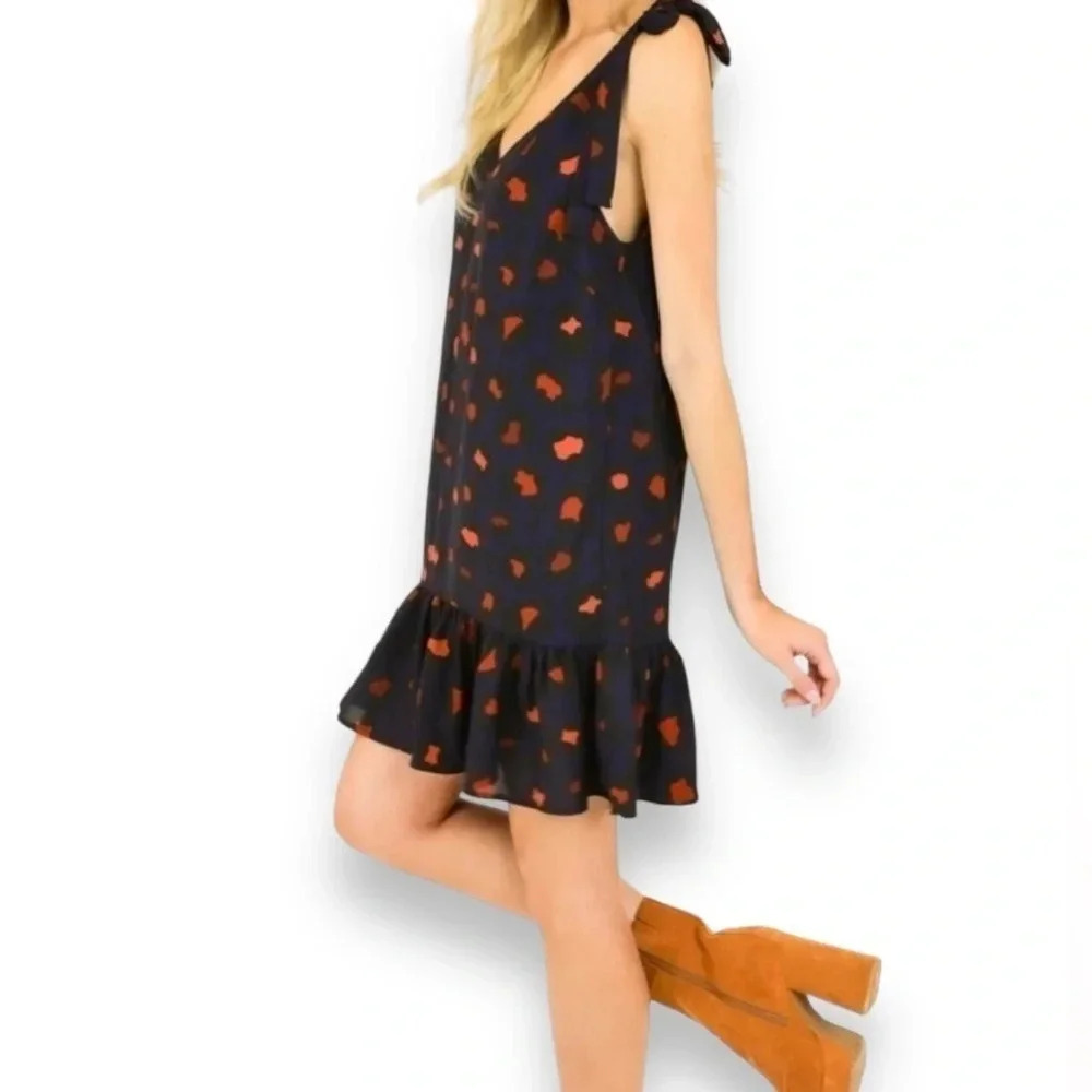 Judith March Leopard Tie Shoulder Shift Dress Size Small
